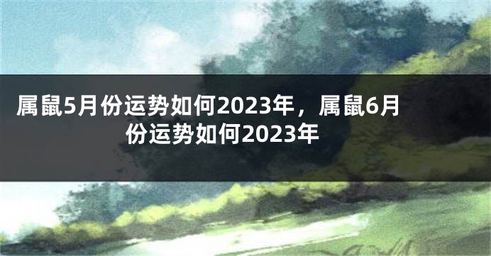 属鼠5月份运势如何2023年，属鼠6月份运势如何2023年