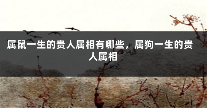 属鼠一生的贵人属相有哪些，属狗一生的贵人属相
