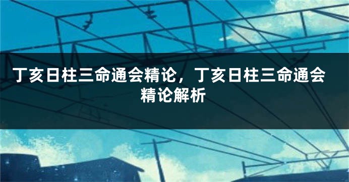 丁亥日柱三命通会精论,丁亥日柱三命通会精论解析