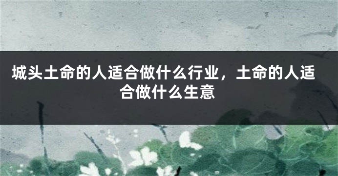 城头土命的人适合做什么行业，土命的人适合做什么生意