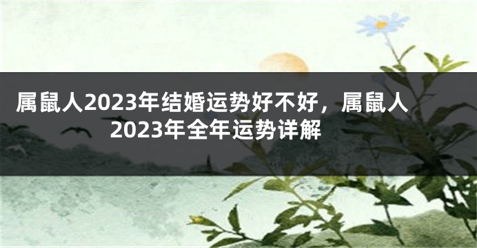 属鼠人2023年结婚运势好不好，属鼠人2023年全年运势详解