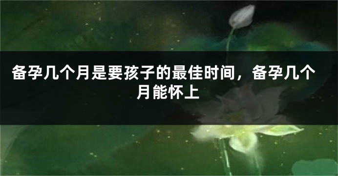备孕几个月是要孩子的最佳时间，备孕几个月能怀上
