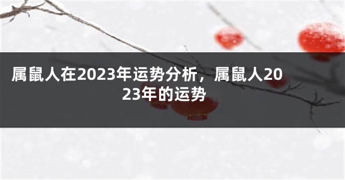 属鼠人在2023年运势分析，属鼠人2023年的运势
