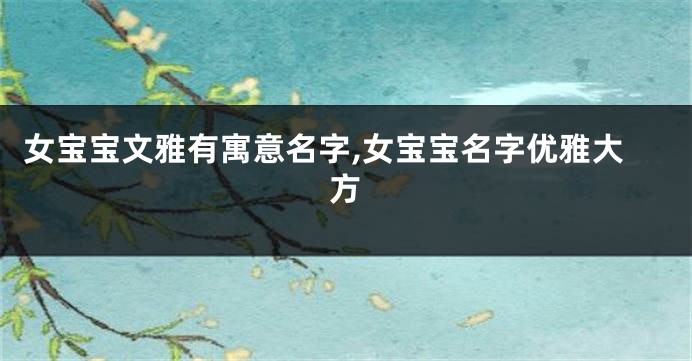 女宝宝文雅有寓意名字,女宝宝名字优雅大方