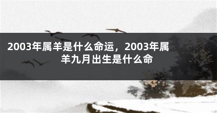 2003年属羊是什么命运，2003年属羊九月出生是什么命