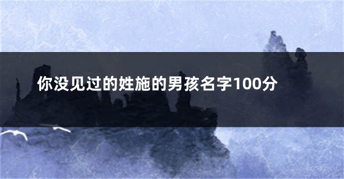 你没见过的姓施的男孩名字100分