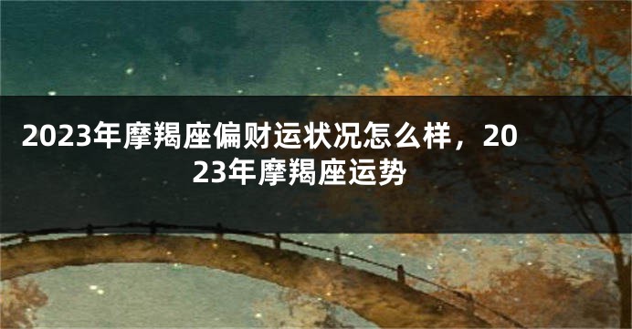2023年摩羯座偏财运状况怎么样，2023年摩羯座运势