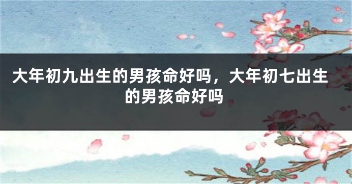 大年初九出生的男孩命好吗，大年初七出生的男孩命好吗