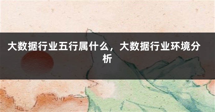 大数据行业五行属什么，大数据行业环境分析