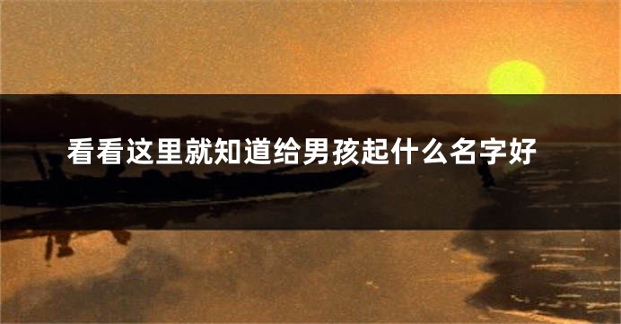 看看这里就知道给男孩起什么名字好