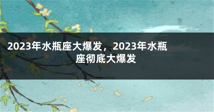 2023年水瓶座大爆发，2023年水瓶座彻底大爆发