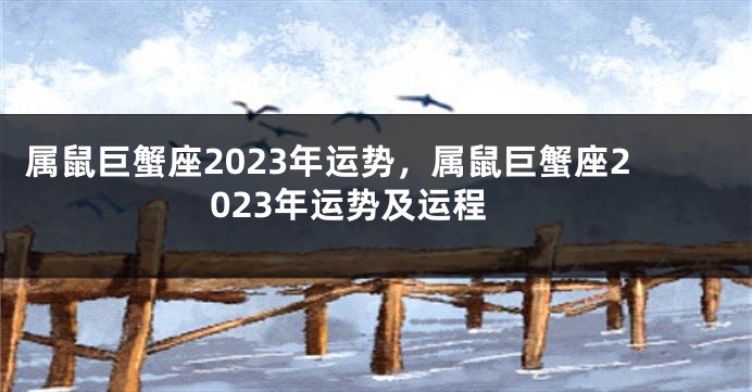 属鼠巨蟹座2023年运势，属鼠巨蟹座2023年运势及运程