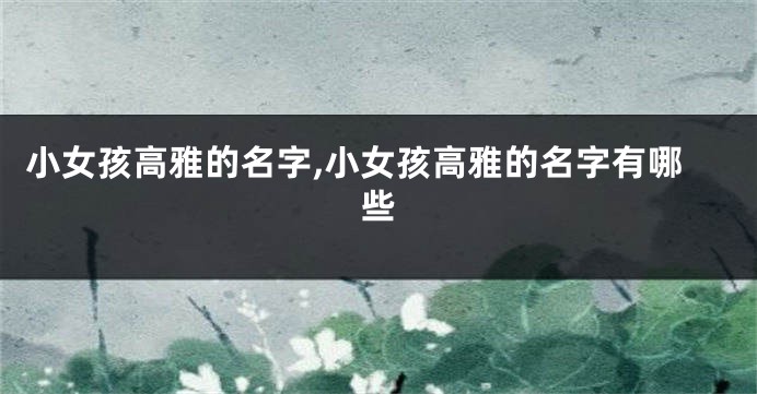 小女孩高雅的名字,小女孩高雅的名字有哪些