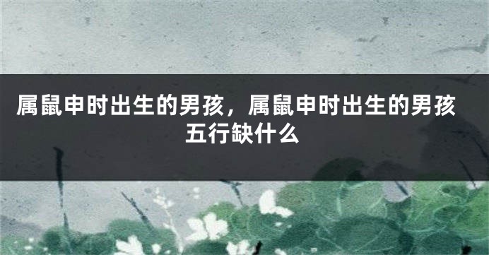属鼠申时出生的男孩，属鼠申时出生的男孩五行缺什么