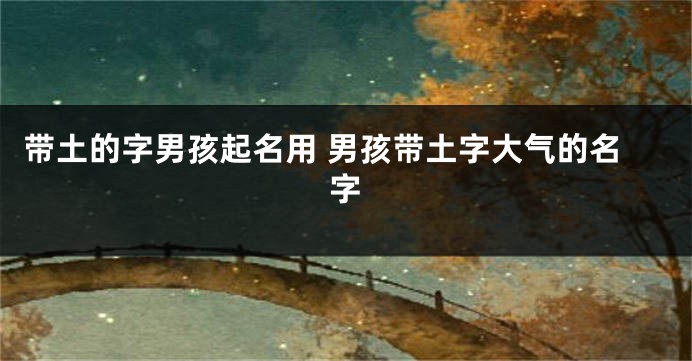 带土的字男孩起名用 男孩带土字大气的名字
