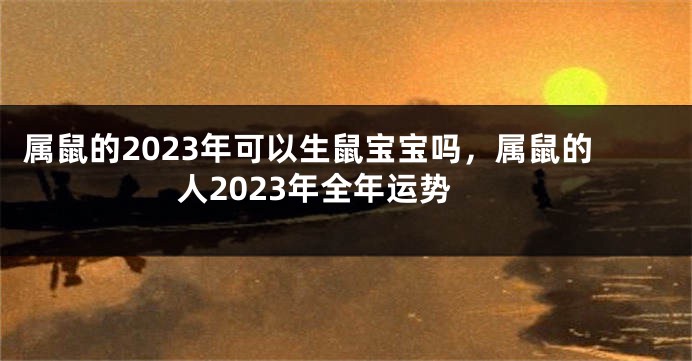 属鼠的2023年可以生鼠宝宝吗，属鼠的人2023年全年运势