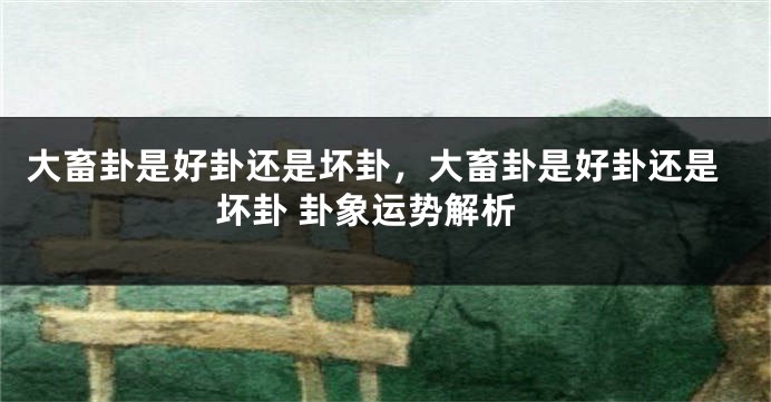 大畜卦是好卦还是坏卦，大畜卦是好卦还是坏卦 卦象运势解析