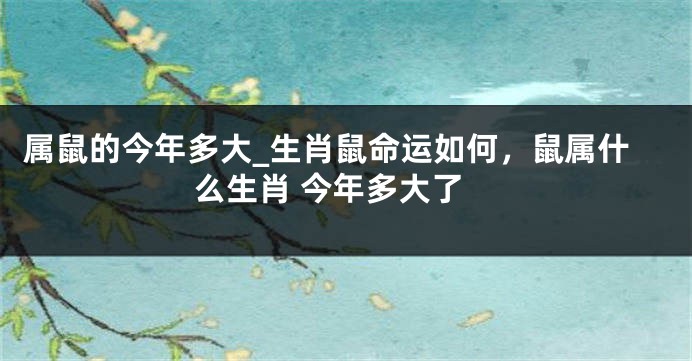属鼠的今年多大_生肖鼠命运如何，鼠属什么生肖 今年多大了
