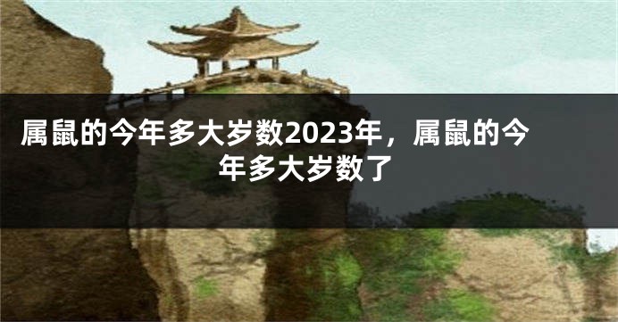 属鼠的今年多大岁数2023年，属鼠的今年多大岁数了