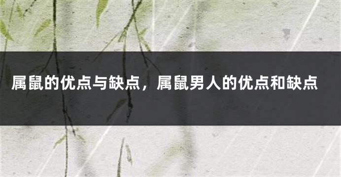 属鼠的优点与缺点，属鼠男人的优点和缺点