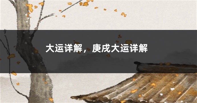 大运详解，庚戌大运详解