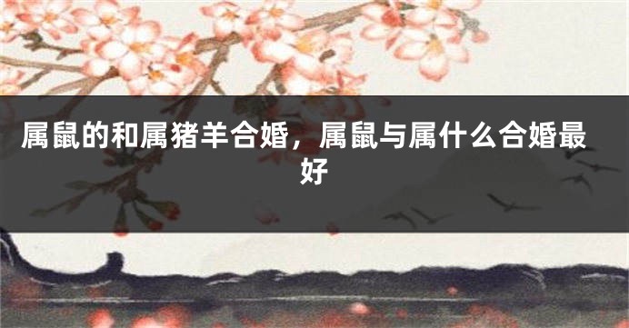 属鼠的和属猪羊合婚，属鼠与属什么合婚最好