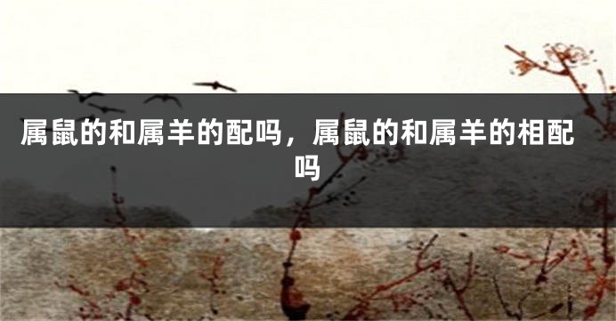 属鼠的和属羊的配吗，属鼠的和属羊的相配吗