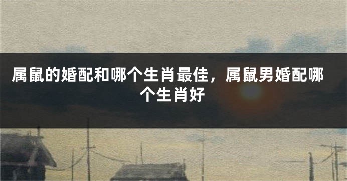 属鼠的婚配和哪个生肖最佳，属鼠男婚配哪个生肖好