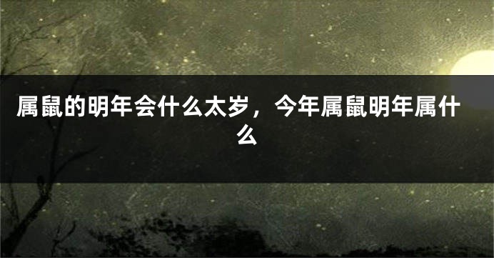 属鼠的明年会什么太岁，今年属鼠明年属什么