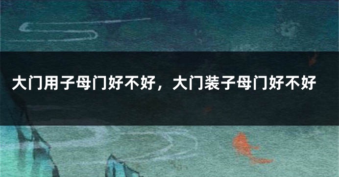 大门用子母门好不好，大门装子母门好不好