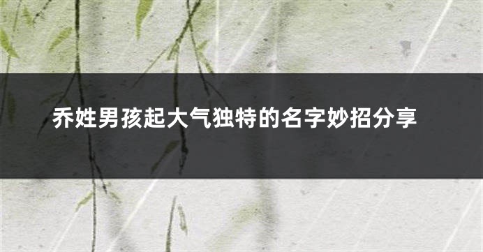 乔姓男孩起大气独特的名字妙招分享