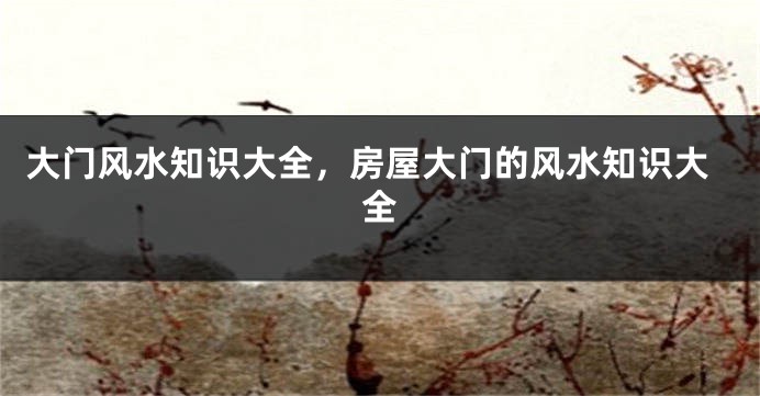 大门风水知识大全，房屋大门的风水知识大全