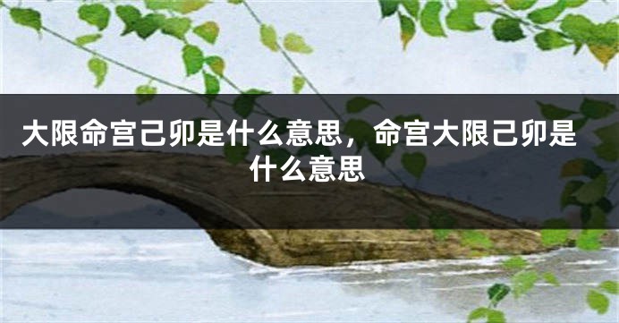 大限命宫己卯是什么意思，命宫大限己卯是什么意思