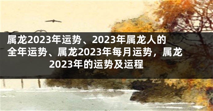 属龙2023年运势、2023年属龙人的全年运势、属龙2023年每月运势，属龙2023年的运势及运程
