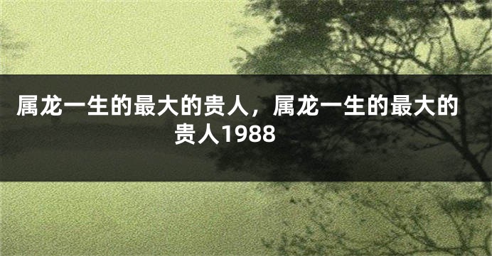 属龙一生的最大的贵人，属龙一生的最大的贵人1988