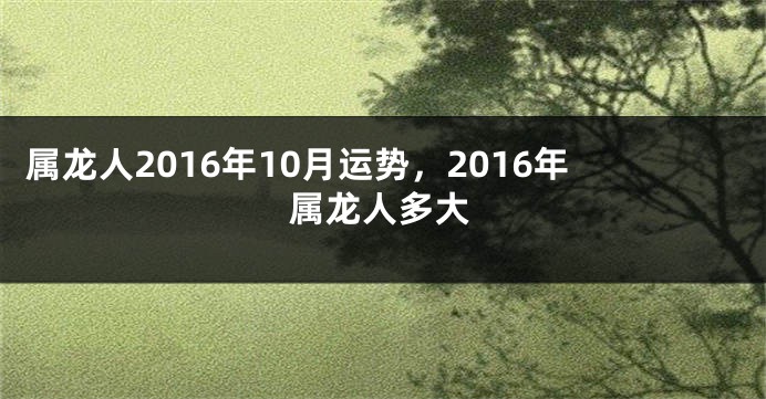 属龙人2016年10月运势，2016年属龙人多大