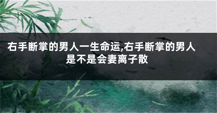右手断掌的男人一生命运,右手断掌的男人是不是会妻离子散