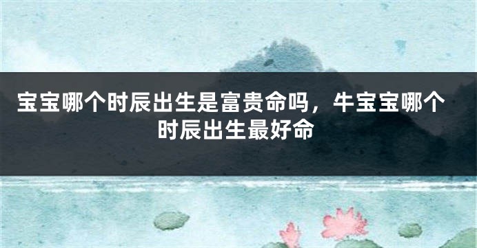 宝宝哪个时辰出生是富贵命吗，牛宝宝哪个时辰出生最好命