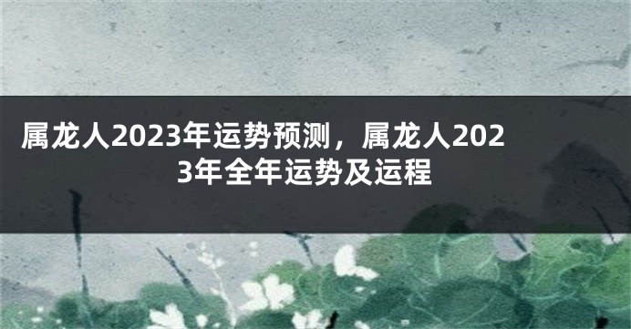 属龙人2023年运势预测，属龙人2023年全年运势及运程