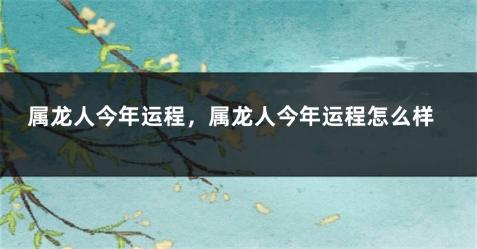 属龙人今年运程，属龙人今年运程怎么样