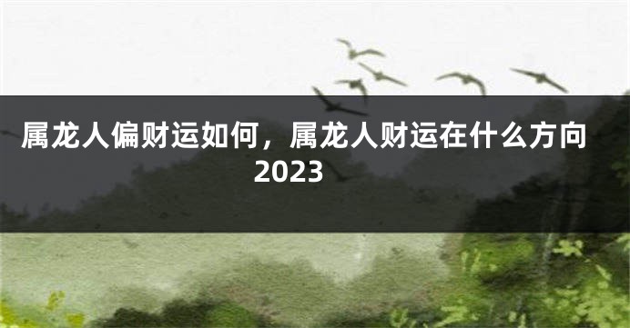 属龙人偏财运如何，属龙人财运在什么方向2023