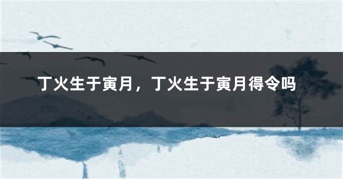 丁火生于寅月，丁火生于寅月得令吗