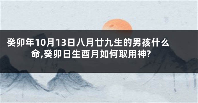 癸卯年10月13日八月廿九生的男孩什么命,癸卯日生酉月如何取用神?