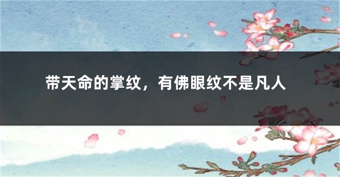 带天命的掌纹,有佛眼纹不是凡人
