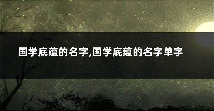 国学底蕴的名字,国学底蕴的名字单字