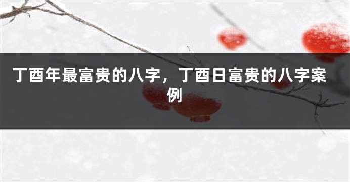 丁酉年最富贵的八字，丁酉日富贵的八字案例