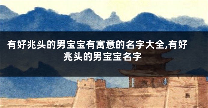 有好兆头的男宝宝有寓意的名字大全,有好兆头的男宝宝名字