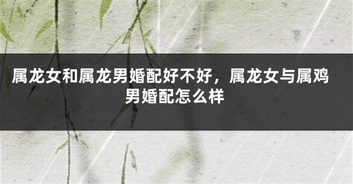 属龙女和属龙男婚配好不好，属龙女与属鸡男婚配怎么样