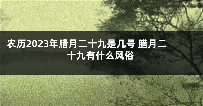 农历2023年腊月二十九是几号 腊月二十九有什么风俗