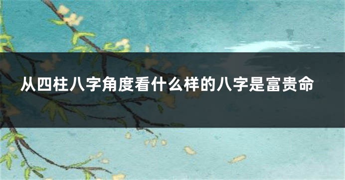 从四柱八字角度看什么样的八字是富贵命